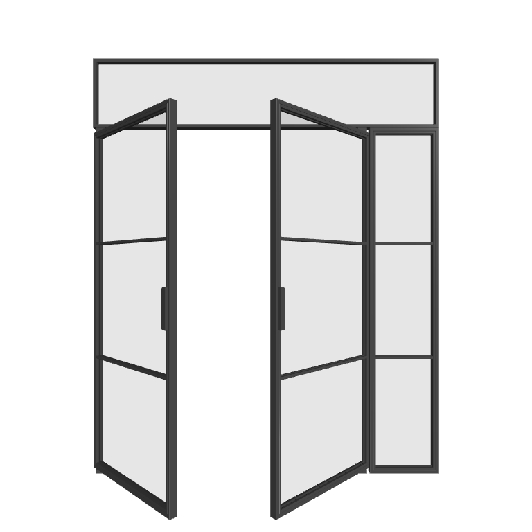 Loft Pivot Doppeltür mit Seitenteil rechts und Oberlicht Industrial Line