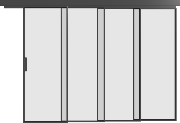 Schiebetür kaskadisch (4 Flügel) - MS1 Aluminium Line