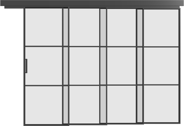 Schiebetür kaskadisch (4 Flügel) - MS3 Aluminium Line