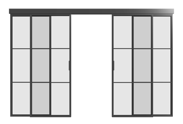 Loft Doppel-Schiebetür mit Seitenteilen (4 Flügel) S3 Industrial Line