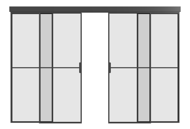 Loft Doppel-Schiebetür mit Seitenteilen (4 Flügel) S2 Elegance Line