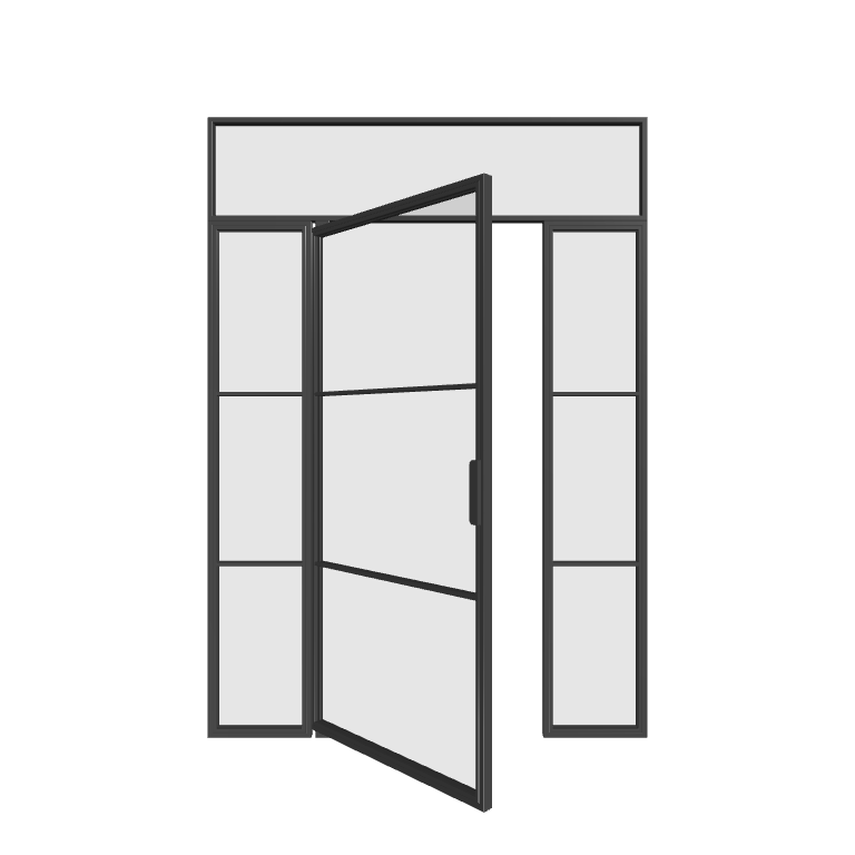 Loft Pivottür mit Seitenteilen und Oberlicht rechts+links (DIN L) - Loft Line