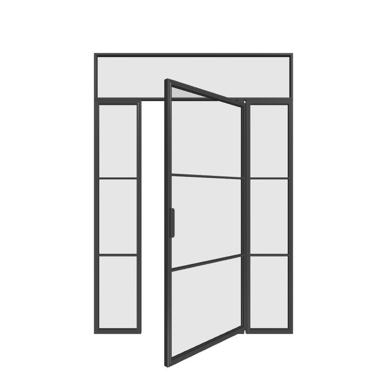 Loft Pivottür mit Seitenteilen und Oberlicht rechts+links (DIN R) - Loft Line