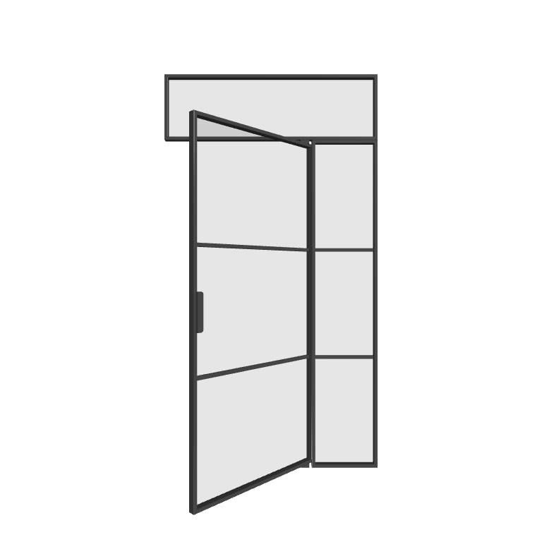 Stahl Pivot Lofttür mit Seitenteil rechts und Oberlicht (DIN R) Elegance Line