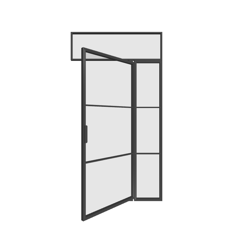 Stahl Pivot Lofttür mit Seitenteil rechts und Oberlicht (DIN R) Industrial Line