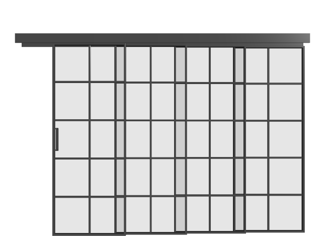 Loft Schiebetür kaskadisch (4 Flügel) - S10 Industrial Line