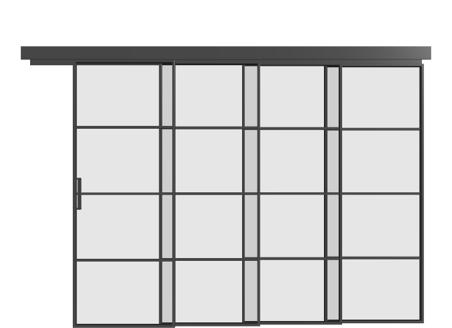 Loft Schiebetür kaskadisch (4 Flügel) - S4 Industrial Line