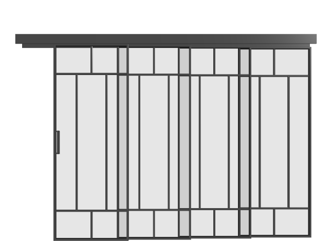 Schiebetür kaskadisch (4 Flügel) - MS7 Aluminium Line