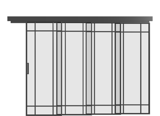 Loft Schiebetür kaskadisch (4 Flügel) - S9 Industrial Line
