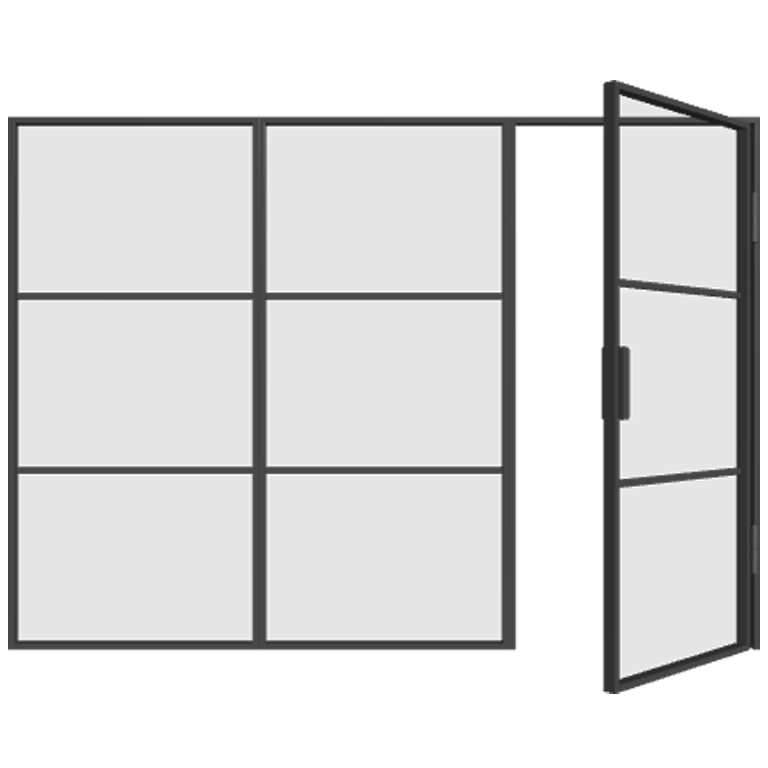 Loft Drehtür mit zwei Seitenteilen links (DIN R) Elegance Line