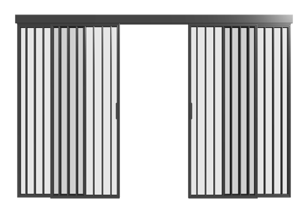 Loft Doppel-Schiebetür mit Seitenteilen (4 Flügel) S12 Industrial Line