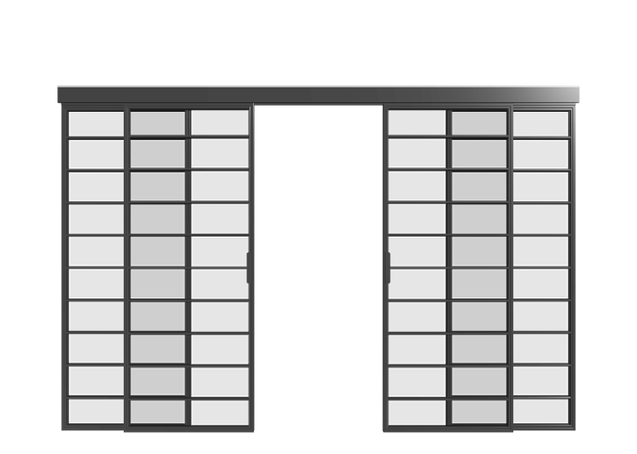 Loft Doppel-Schiebetür mit Seitenteilen (4 Flügel) S13 Industrial Line