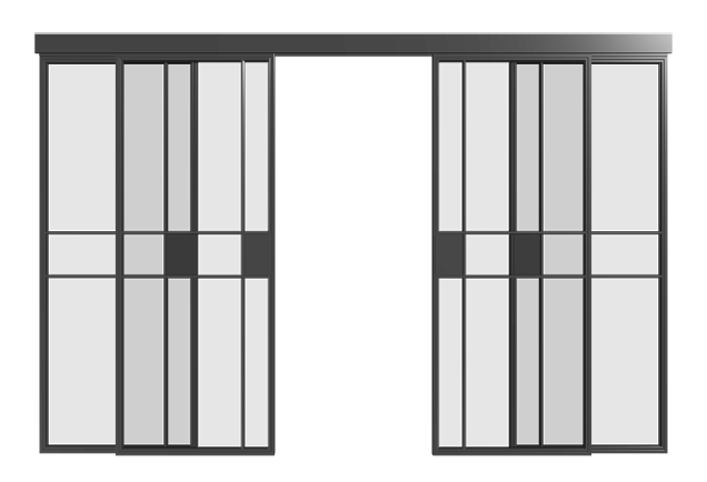 Loft Doppel-Schiebetür mit Seitenteilen (4 Flügel) S16 Industrial Line