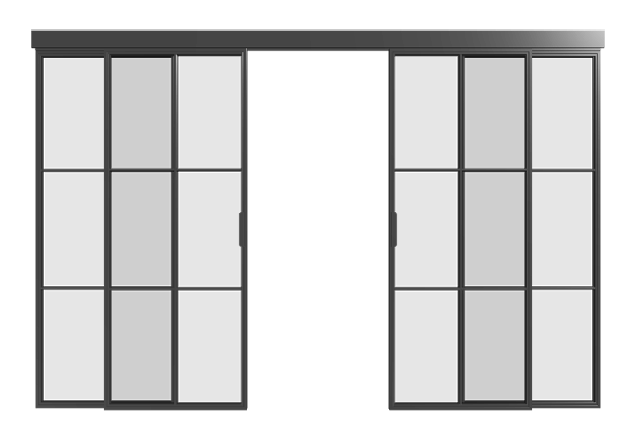 Loft Doppel-Schiebetür mit Seitenteilen (4 Flügel) S6 Industrial Line