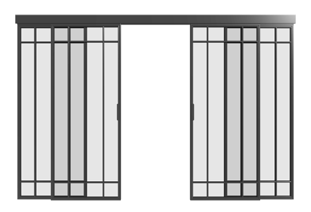 Loft Doppel-Schiebetür mit Seitenteilen (4 Flügel) S9 Industrial Line