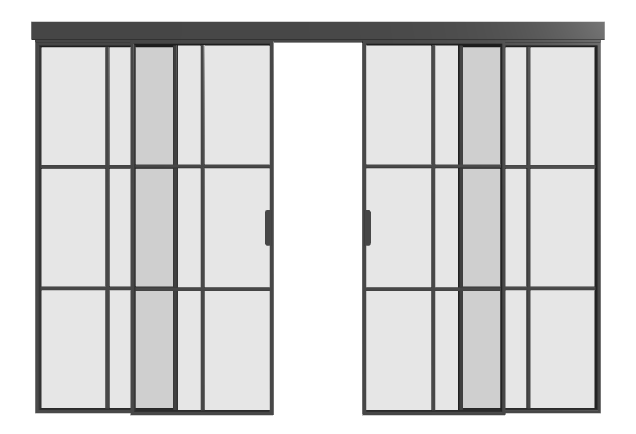 Loft Doppel-Schiebetür mit Seitenteilen (4 Flügel) S6 Elegance Line