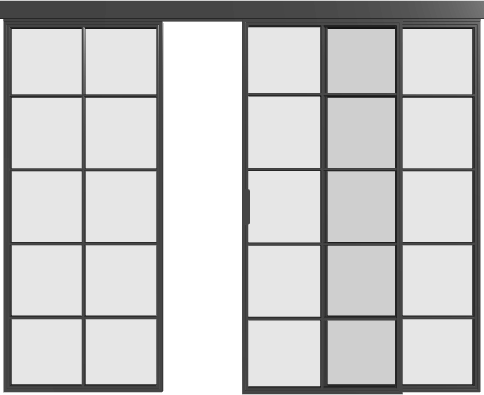 Loft Glasschiebetür mit Seitenteilen (3 Flügel) S10 Industrial Line