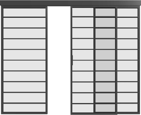 Loft Glasschiebetür mit Seitenteilen (3 Flügel) S13 Industrial Line