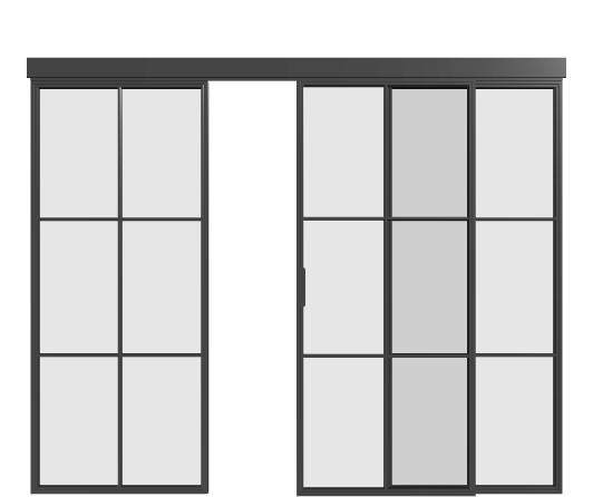 Loft Glasschiebetür mit Seitenteilen (3 Flügel) S6 Industrial Line