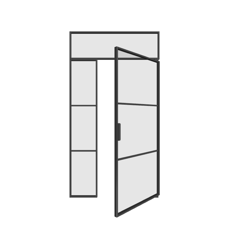 Stahl Pivot Lofttür mit Seitenteil links und Oberlicht (DIN R) Elegance Line